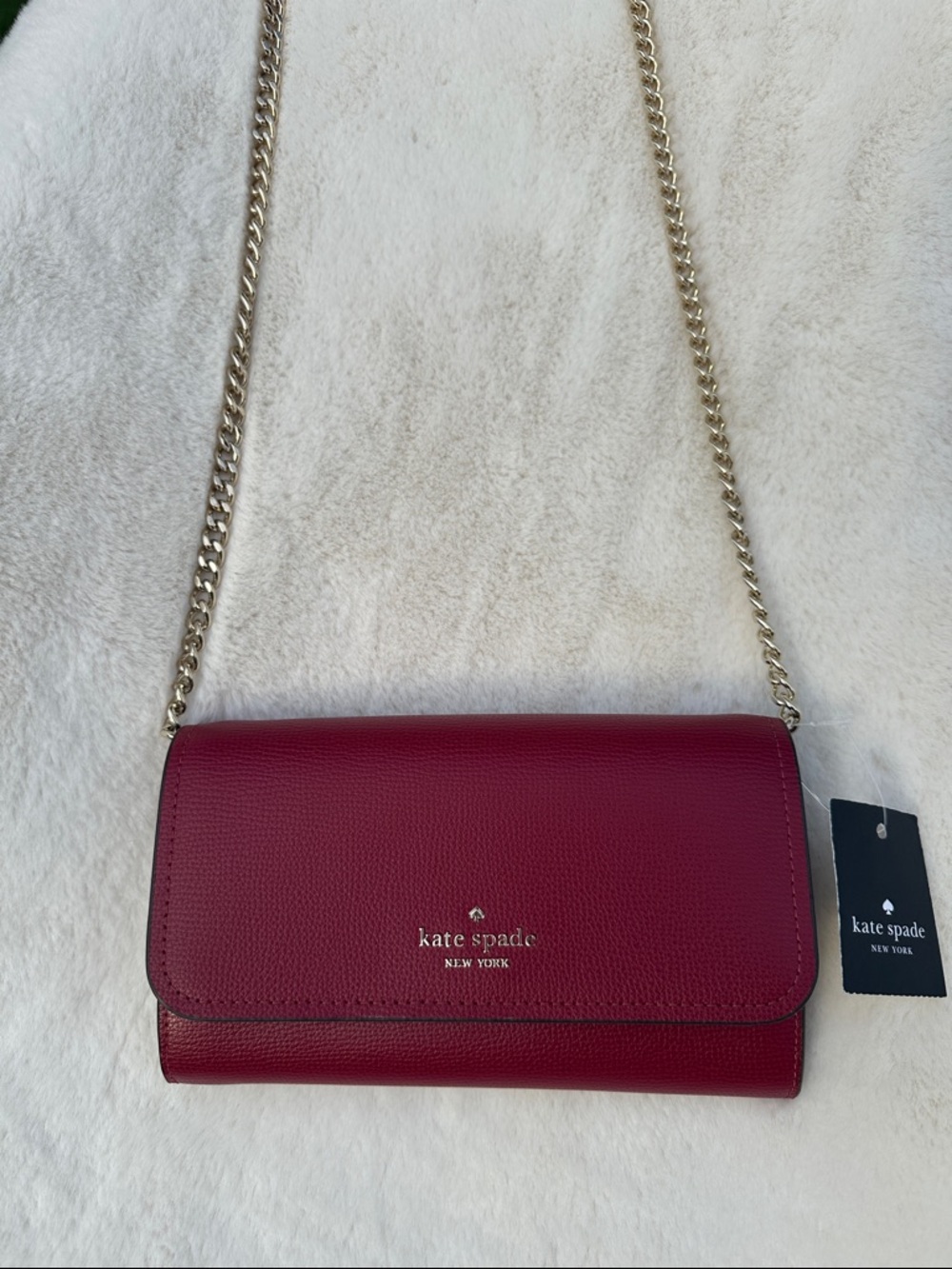 kate spade Chain Wallet Crossbody K6017 Darcy Red Sangri NWT Stunning!